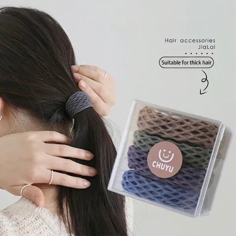Gomas Para El Pelo De Malla De Alta Elasticidad Nylon Textura Panal Soporte Coleta Simples Elegantes Coleteros Para Mujeres