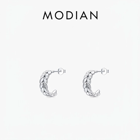 Orecchini A Cerchio In Argento Sterling 925 Design Foglia Vintage Spiga Di Grano Zirconia Gioielli Minimalisti Per Donne