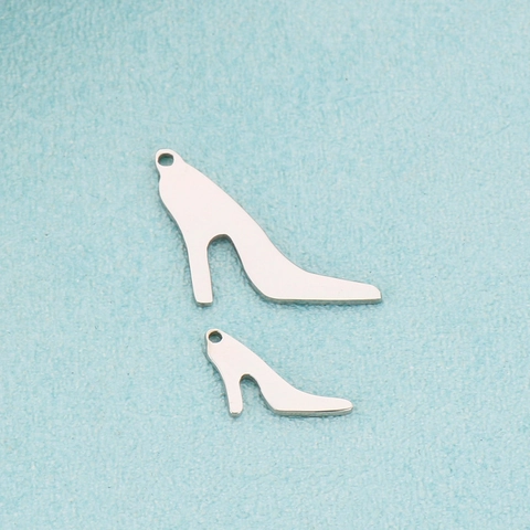 Ciondoli Scarpa Con Tacco Alto Acciaio Inossidabile Mini Charms Foro Singolo Per Creazione Gioielli DIY Collana Moda