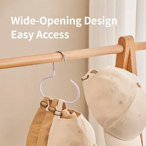 Hat Rack Hanger Wardrobe Closet Cap Organizer Carbon Steel Non Slip PVC Coating Space Saving For Bags Belts Scarf
