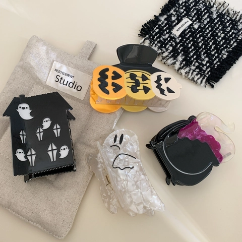 Halloween Acetat Haarklammer Lustige Geist Kürbis Spukhaus Hexe Kessel Haargreifer Für Damen Mädchen Party Haarschmuck