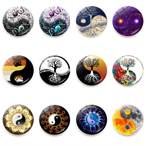 Runde Glas Kühlschrankmagnete Yin Yang Tai Chi Design Künstlerische Whiteboard Magnetische Aufkleber Haus Küche Büro Dekor