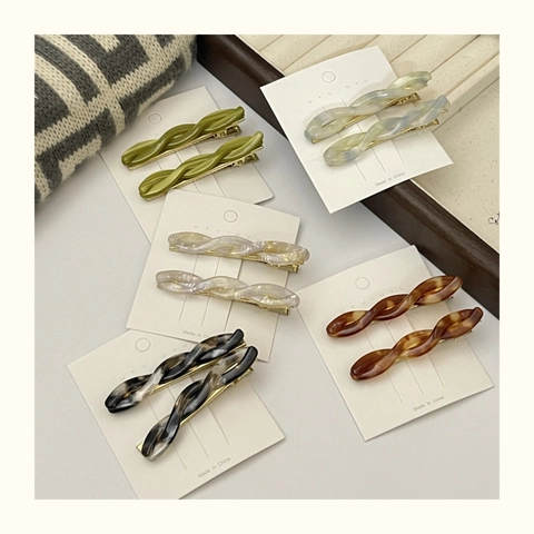 Elegant Acetate Twisted Hair Clips Romantic Marble Pattern Duckbill Side Clips For Women Girls Versatile Vintage Hair Accessories