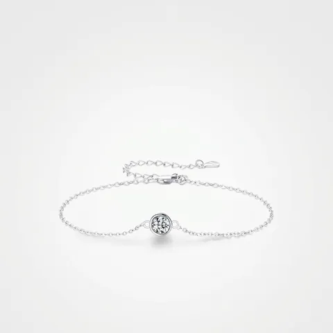 Pulsera de Plata de Ley 925 con Moissanita Corte Redondo Color D VVS1 Minimalista Ajustable Joyería Fina Pulsera para Mujer Regalo