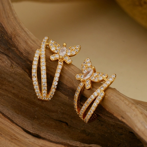 S925 Sterling Silver Butterfly Stud Earrings French Design Zirconia Inlaid Gold Silver Plated Elegant Fashion Jewelry For Women