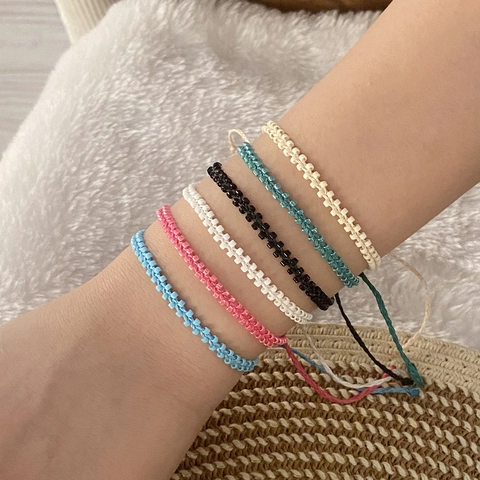 Handmade Glass Seed Bead Woven Bracelet Adjustable Bohemian Style Jewelry For Women Original Design Braided Cord Wristband