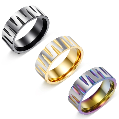Edelstahl Ring Herren Industrielles Getriebe Design Gebürstete Textur Moderne Mode Unisex Band Schmuck