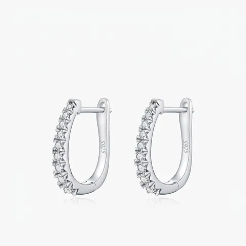 Pendientes De Aro Huggie Moissanite Plata De Ley 925 Color D VVS1 Joyería De Lujo Para Mujer