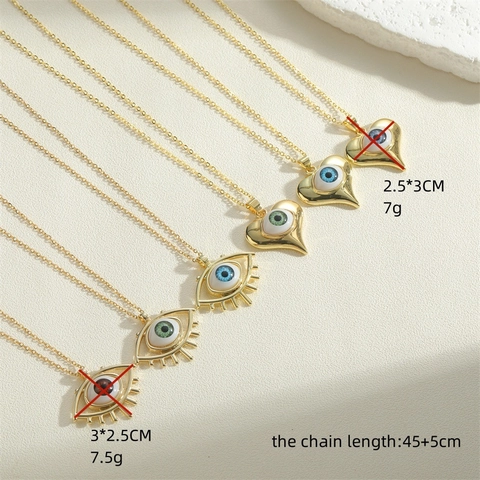 Collana con Pendente a Cuore Malocchio in Rame per Donna Oro Zirconia Smalto Gioielli Protettivi Catenina Regolabile