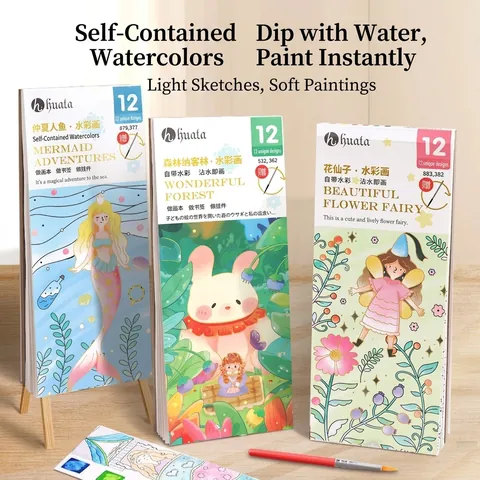Tragbares Aquarell Malbuch Integrierte Pigmente Und Pinsel Pädagogisches Graffiti Zeichenpapier Für Kinder
