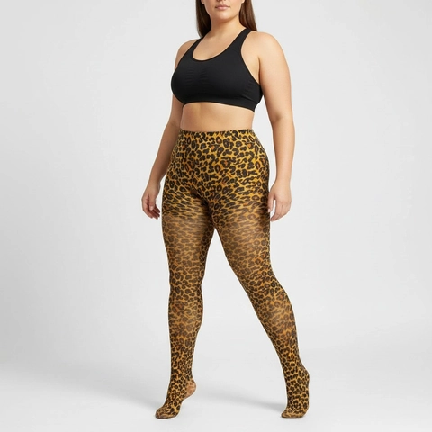 Luipaardprint Panty Dames Grote Maat Hoge Taille Elastisch Tights Digitaal Dierpatroon Nylon Hosiery