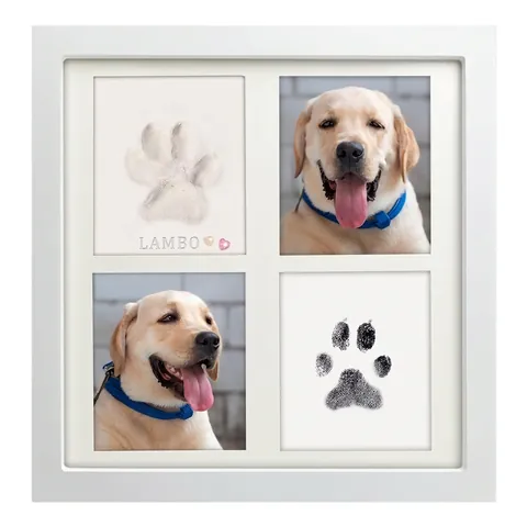 Marco Recuerdo Huella Mascota DIY Mano Pie Bebé Con Arcilla Almohadilla Tinta MDF Cuadrado Memorial Decoración