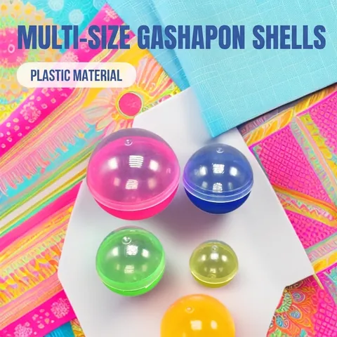 Empty Plastic Gashapon Capsules Vending Machine Shells Transparent Colorful Round Toy Containers For Kids DIY Gift Party Favors