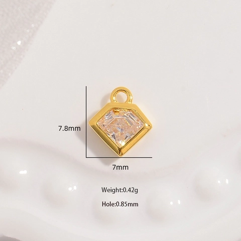 925 Sterling Silver Square Rhombus Geometric Pendant Cubic Zirconia DIY Jewelry Accessories Minimalist Fashion Women