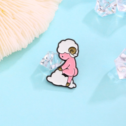 Broche Esmalte Oveja Rosa Dibujos Animados Aleación Zinc Insignia Animal Para Mochila Chaqueta Accesorio Joyería Moda