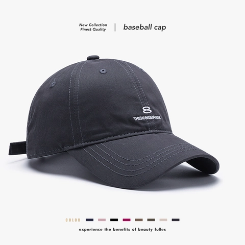 Washed Cotton Baseball Cap Embroidered Letter 8 Adjustable Sun Protection Casual Outdoor Hat For Men And Women