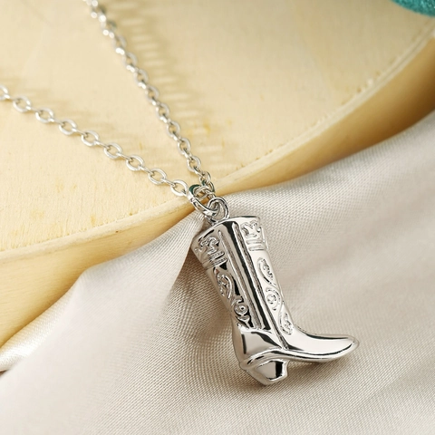 Collana Con Pendente Stivale Da Cowboy Western Rame Retro Stile Hip Hop Gioielli Personalizzati Per Donne
