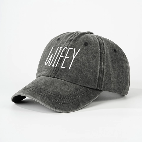 Gorra De Béisbol De Algodón Lavado Con Estampado De Letras Wifey Sombrero De Sol Ajustable Distressed Para Mujeres Casual