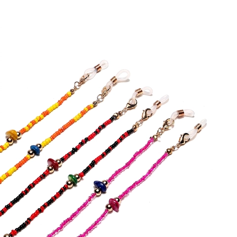 Colorful Beaded Glasses Chain Natural Stone Glass Seed Beads Anti-Slip Face Mask Lanyard Fashion Eyewear Strap Women