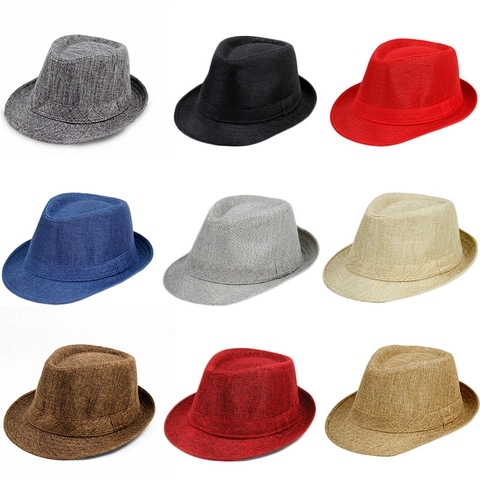 Classic Fedora Hat Woven Paper Straw Breathable Sun Protection Jazz Hat For Men Women Kids Retro British Style