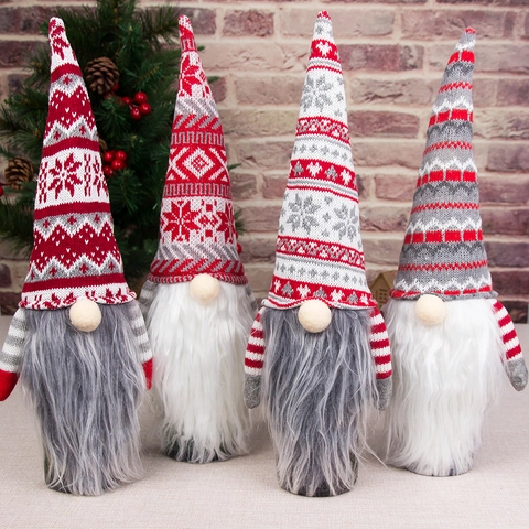 Fundas Para Botellas De Vino Gnomos De Navidad De Punto Anciano Sin Rostro Barba Larga Decoración De Mesa De Fiesta Nórdica