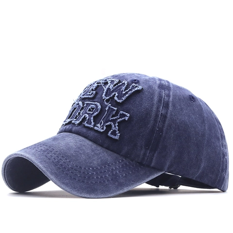 Cappello Da Baseball In Cotone Lavato Vintage Distressed Ricamo New York Visiera Curva Ombra Solare Regolabile Uomo Donna