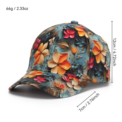 Casquette De Baseball À Imprimé Fleuri Pour Femmes Polyester Respirant Protection Solaire Réglable