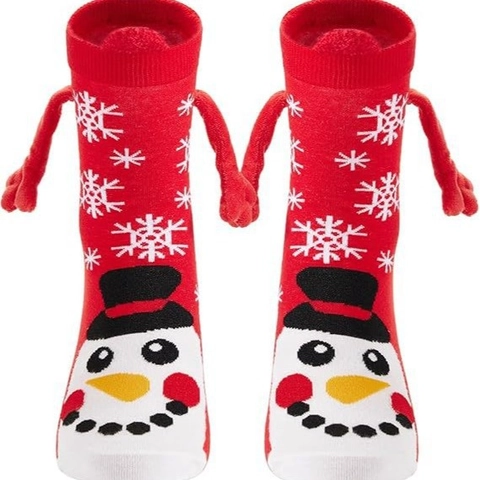 Magnetic Hand Holding Couple Socks Novelty 3D Arm Cartoon Christmas Reindeer Snowman Halloween Mid Tube Casual Soft