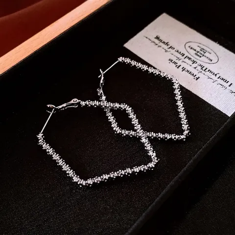 Geometrische Rauten Ohrringe Kupfer Strukturierte Gedrehte Design Mit Silber Ohrring Post Für Damen Modernen Stil