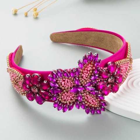 Baroque Crystal Butterfly Headband Rhinestone Padded Wide Hairband For Women Wedding Party Luxury Retro Hair Accessories
