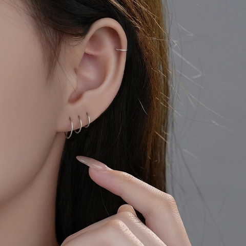S999 Sterling Silver Plain Hoop Earrings For Men Women Minimalist Circle Huggie Earrings Fashion Ear Jewelry Gift Silver Color
