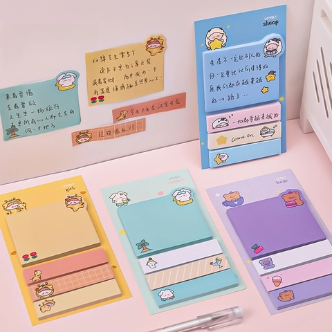 Cute Cartoon Animal Sticky Notes And Index Tabs Self Adhesive Stationery For Student Office Lovely Bear Rabbit Deer Sheep