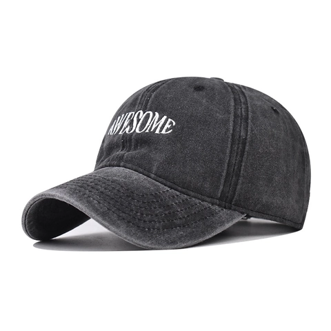Cappello Da Baseball In Cotone Lavato Distressed Retro Ricamo Awesome Regolabile Cappello Da Sole Uomo Donna