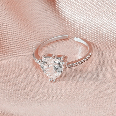 Adjustable Copper Rings Heart Shape Zircon Inlaid Retro Coin Design Minimalist Geometric Ball Style Fashion Jewelry For Women