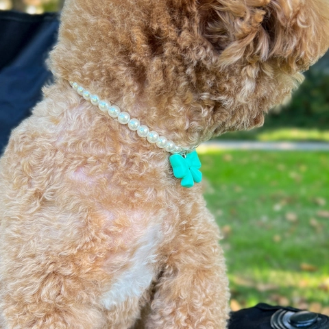 Haustier Künstliche Perlenhalskette Verstellbares Künstliche Perlenhalsband Mit Harz Schleife Anhänger Für Hunde Katzen Schmuck