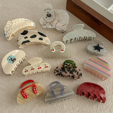 Acetate Hair Claws Cute Dog Tulip Flower Acrylic Shark Clips For Women Fashionable Elegant Hair Accessories