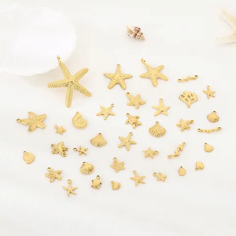 Oceaan Thema Roestvrij Staal Zeester Schelp Schildpad Koraal Bedeltjes Voor DIY Sieraden Maken