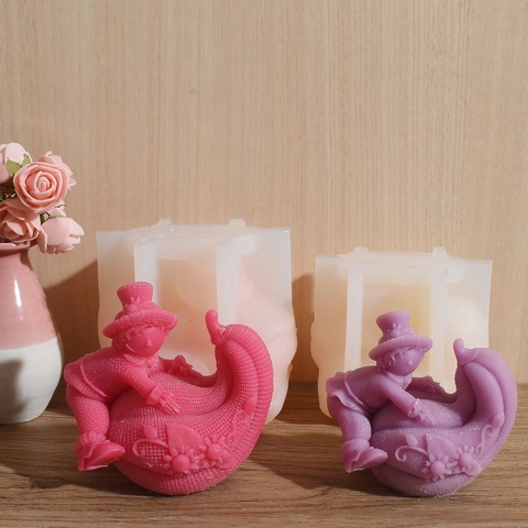 Halloween Clown Kürbis Silikonform DIY Duftkerze Gips Seife Kuchen Herstellung 3D Magier Charakter Basteln