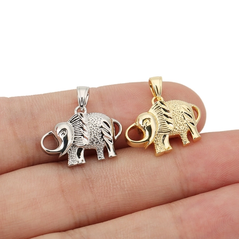 Pendente Elefante Animale Placcato Oro Rame Moda Collana Per Donne Strutturato Design Cavo Gioielli