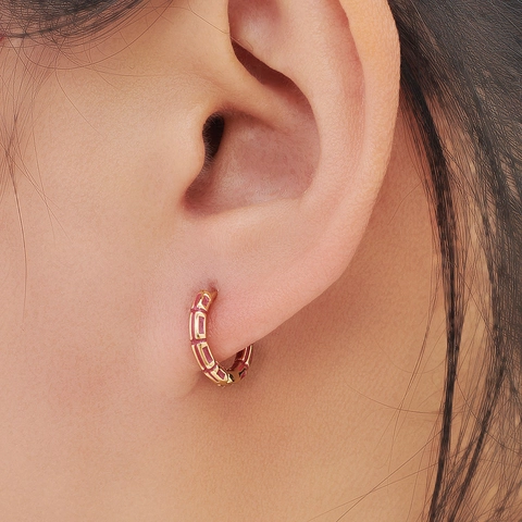 Hoop Earrings Geometric Colorful Enamel Copper Minimalist Round Huggie Ear Studs For Women Light Luxury Accessory
