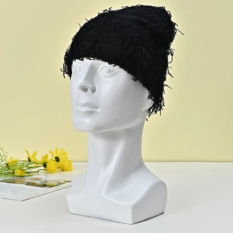 Winter Knit Beanie Hat Fringe Tassel Warm Windproof Streetwear Cool Shaggy Acrylic For Men Women