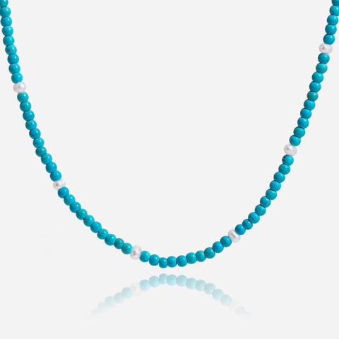 Collana Di Perline Di Turchese Künstliche Perle Acciaio Inossidabile Placcato Oro 18K Impermeabile Ipoallergenico Gioielli Estivi Boho Per Donna