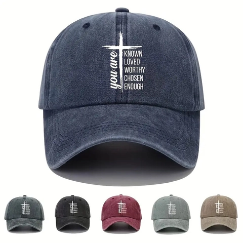 Cappello Da Baseball Con Croce Cristiana Cotone Lavato Testo Ispiratore Regolabile Retro Cappello Da Sole Per Uomo Donna