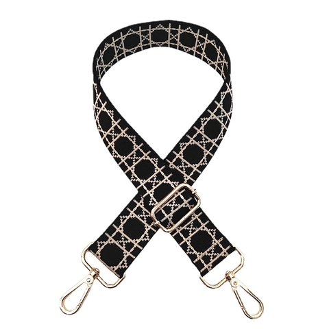 Universele Brede Verstelbare Tasriem Geometrische Jacquard Crossbody Schouderriem Vervanging Met Gouden Metalen Haken Vrouwen