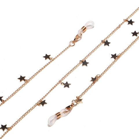 Fashion Gold Metal Glasses Chain With Five-Pointed Star Charms Non-Slip Adjustable Eyeglass Strap Cord
