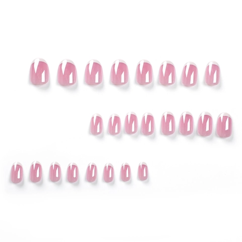 French Style Press On Nails Nude Pink Glossy Finish Elegant Artificial False Nails For Women Daily Manicure