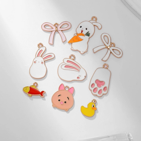 Ciondoli In Smalto Di Animali Cartoni Animati Pendenti In Lega Di Olio Gocciolante Per Creazione Di Collane Orecchini Braccialetti Fai Da Te Simpatico Coniglio Fiocco Anatra Pesce