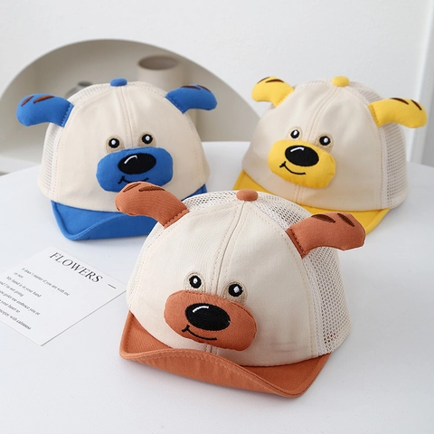 Kinder Cartoon Hund Netz Baseballkappe Atmungsaktiv Sommer Sonnenhut Mit 3D Ohren Für Kleinkinder Jungen Mädchen Trucker Hut