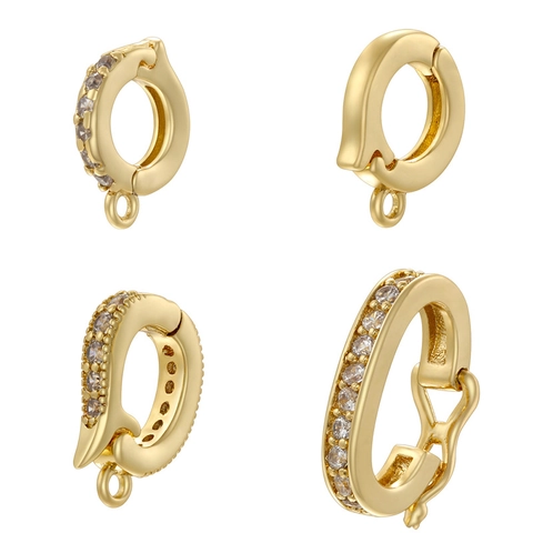 Jewelry Clasp Connector 18K Gold Plated Brass Zircon Inlay For Artificial Pearl Necklace Bracelet DIY Making Minimalist Findings