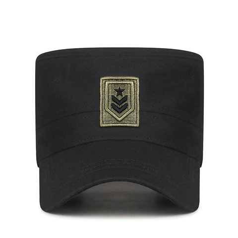 Berretto Cadet Da Uomo In Cotone Cappello Militare A Cima Piatta Regolabile Vintage In Tela Con Stemma A Stella Ricamato